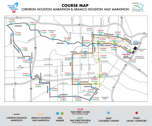 Notice:  Chevron Houston Marathon is this Weekend, expect closures and delays for Sunday, January 14th, 2024